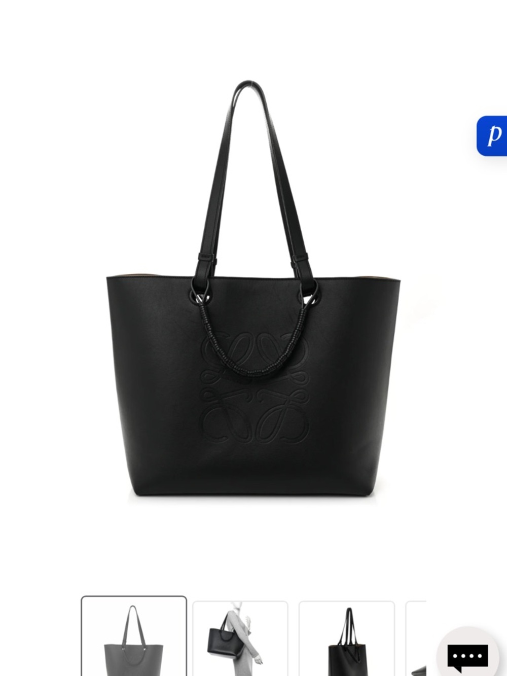 Loewe Black Leather Anagram Tote